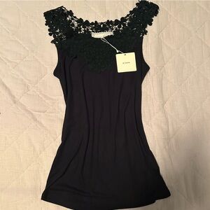 NWT Areve Black Lace Trim Top